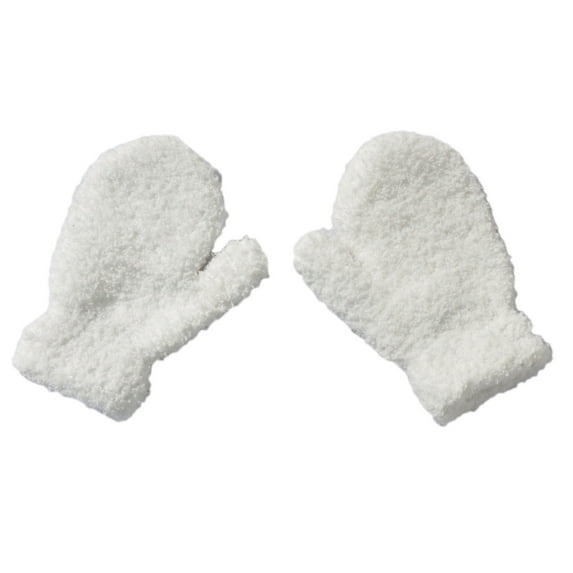 HEVIRGO Children Kid Autumn Winter Warm Mittens Solid Color Full Finger Plush Gloves(White One Size)