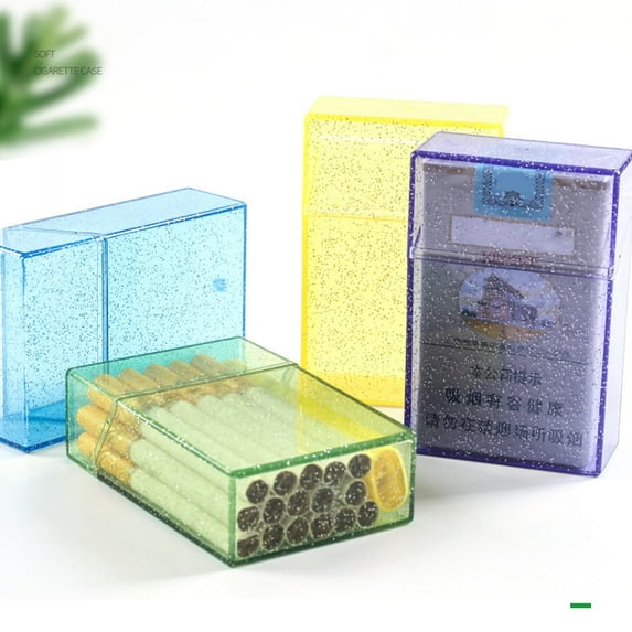 HEVIRGO Cigarette Case Shining Clear Appearance Plastic Portable Cigarettes Box for Smoker