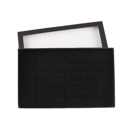HEVIRGO Clear 36 Slots Ring Display Holder Earring Jewelry Storage Box Organizer Black Paper