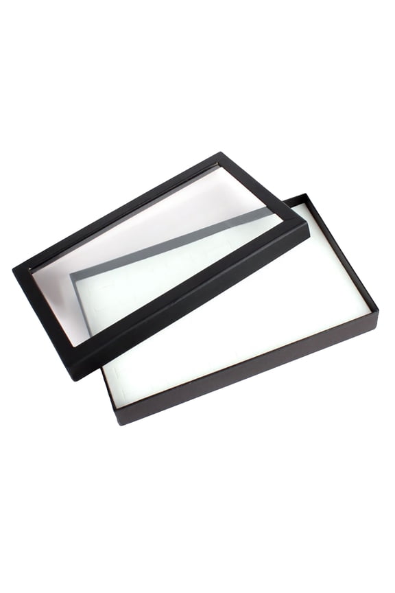 Clear 36 Slots Ring Display Holder Earring Jewelry Storage Box Organizer White Paper