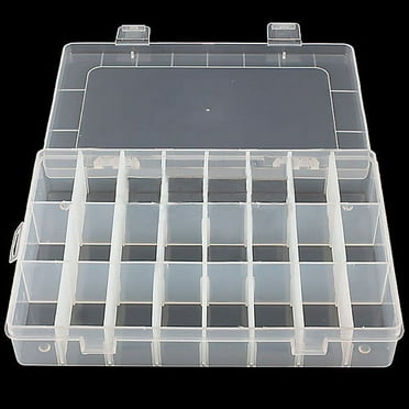 HEVIRGO Clear Adjustable 24-Compartment Earring Ring Jewelry Storage Box Container Case Multi-color Food Grade PP