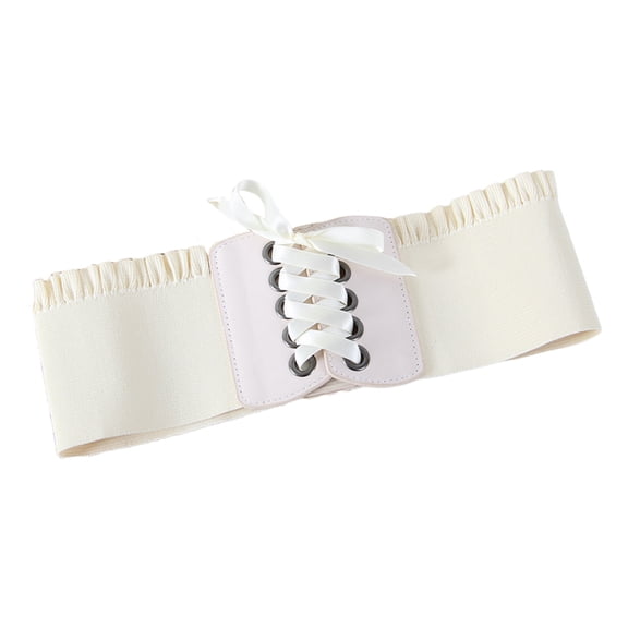 HEVIRGO Corset Waist Belt for Women Lace Up Tied Waspie Elastic Wide Belt for Dresses Halloween Pirate Costume Accessory