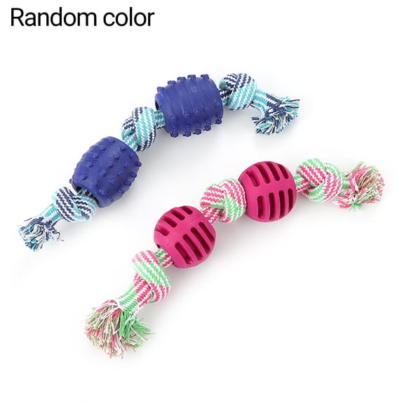 HEVIRGO Dog Puppy Rope Knot Toy Cleaning Teeth Molar Chewing Stress Relief Pet Supplies Multi-color TPR + Cotton Rope