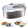 thumbnail image 1 of HEVIRGO Double Layers Bento Lunch Box Student Stainless Steel Food Storage Container, 1 of 7