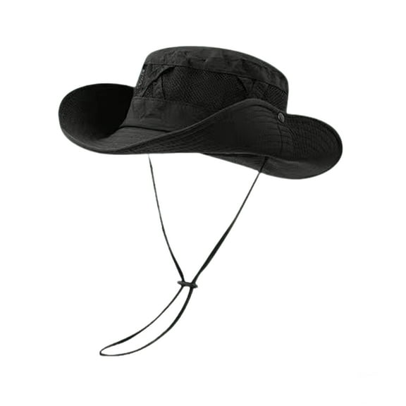 HEVIRGO Fisherman Hat Adjustable Size UV Protection Breathable Sun Shade Dome Basin Lace-Up Design Men Women Outdoor Hat