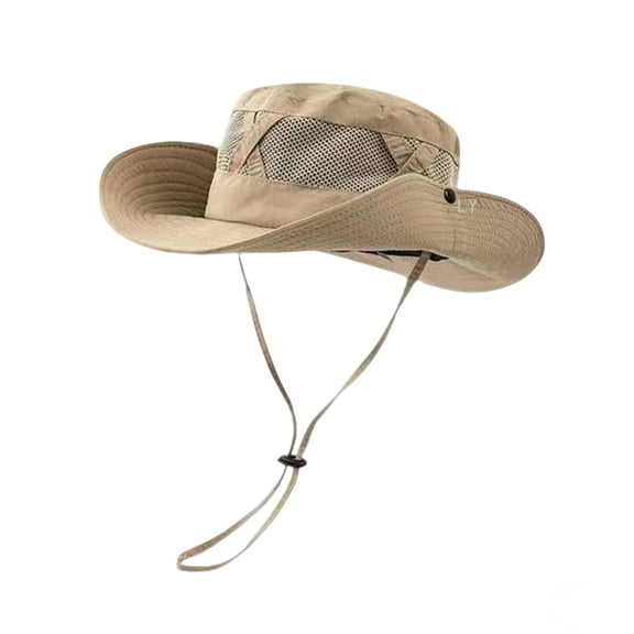 HEVIRGO Fisherman Hat Adjustable Size UV Protection Breathable Sun Shade Dome Basin Lace-Up Design Men Women Outdoor Hat