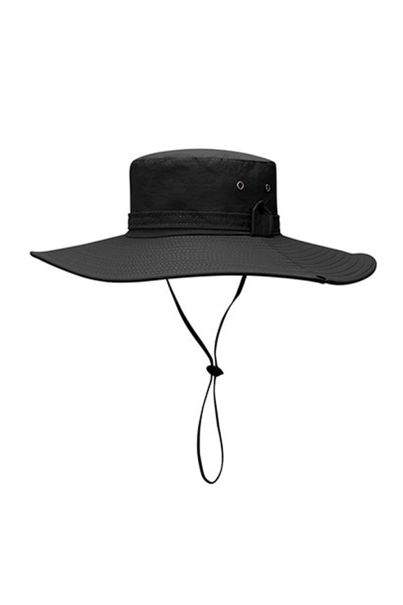 Fisherman Hat Wide Brim Lace-Up Design Men Women Outdoor Hat Versatile Sun Protection Basin Hat