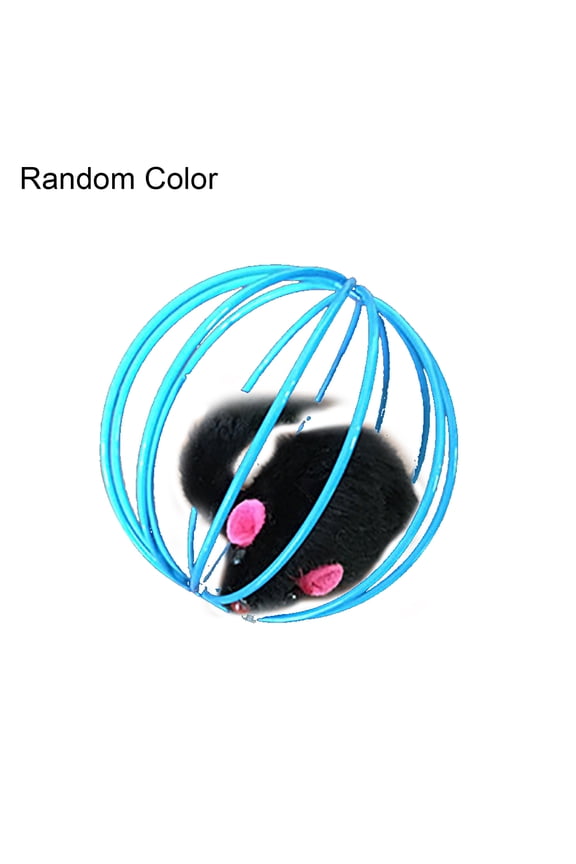 Funny Kitten Pet Toy Plush Mouse in Cage Ball Interactive with Sound Cat Teaser Multi-color Plush, Iron