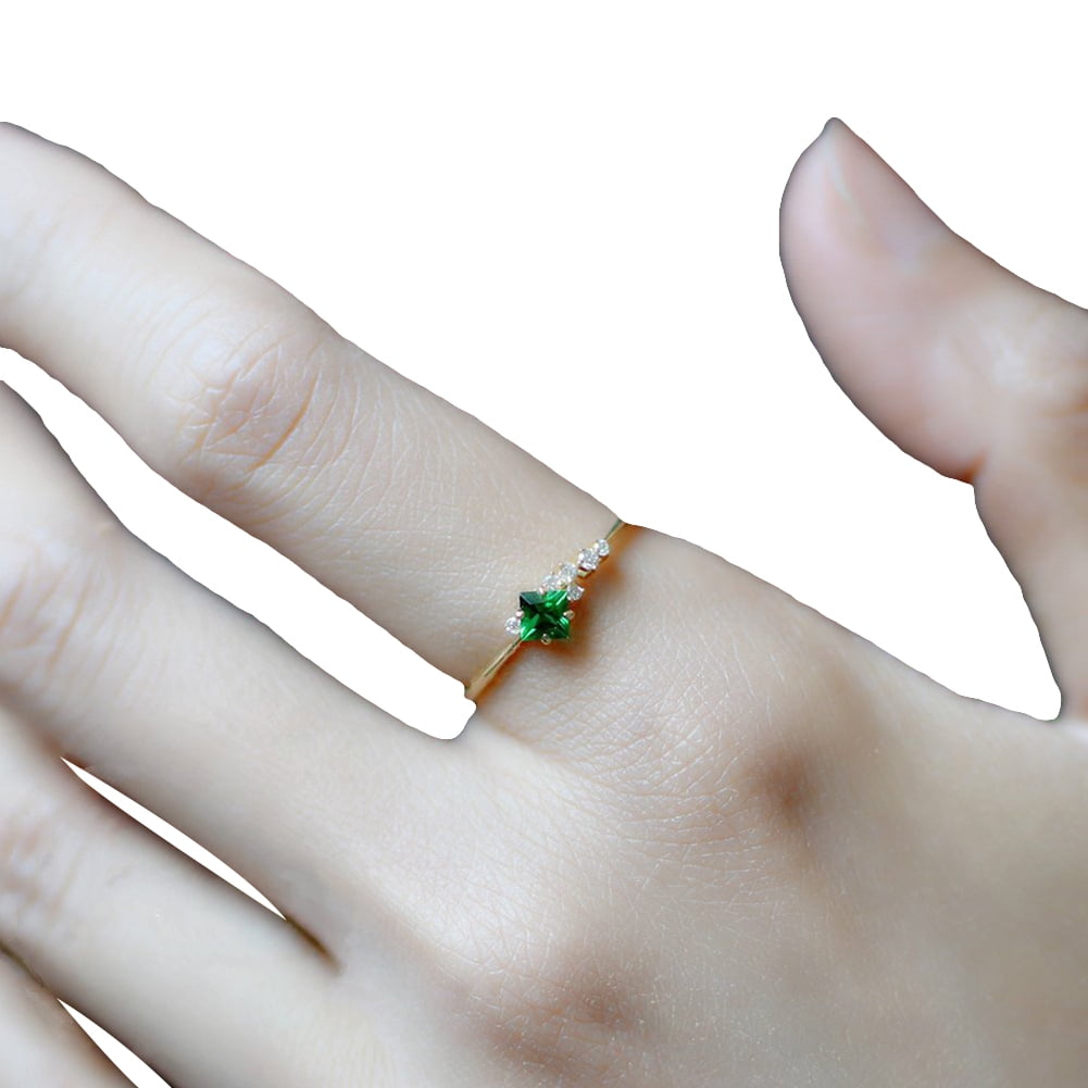 HEVIRGO Girls Faux Emerald Inlaid Finger Ring Wedding EngageBoyst Jewelry  Gift Copper Gold Electroplated Gold - Walmart.com