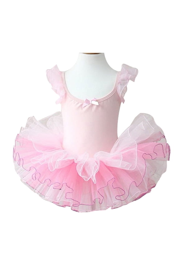 HEVIRGO Girls Kids Fashion Ballet Tutu Children Pink Bow Stage Wear Clothes Dance Dress