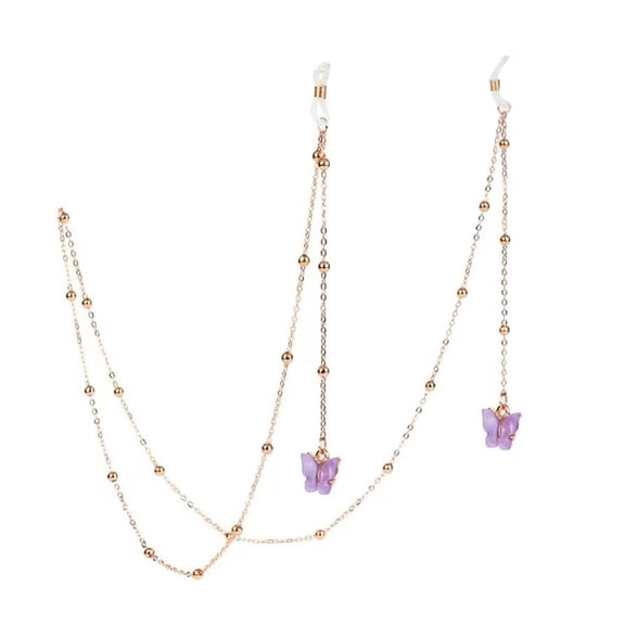 HEVIRGO Glasses Chain Simple Style Reusable Alloy Women Eyeglasses Butterfly Chain Decoration for Female Purple Acrylic, Alloy