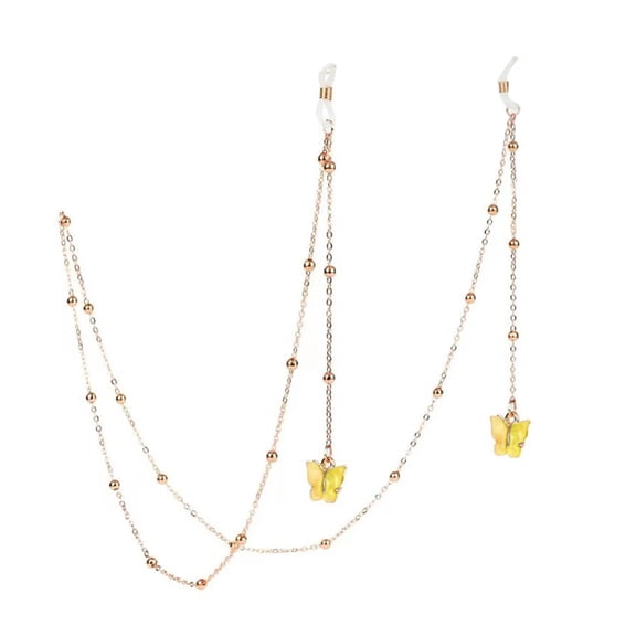 HEVIRGO Glasses Chain Simple Style Reusable Alloy Women Eyeglasses Butterfly Chain Decoration for Female Yellow Acrylic, Alloy