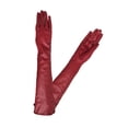 thumbnail image 1 of HEVIRGO Gloves Full Finger Windproof Faux Leather Long Arm Gloves for Shopping(Red S), 1 of 10