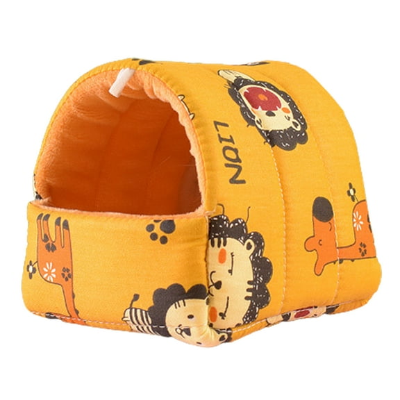 HEVIRGO Guinea Pig Nest Cartoon Pattern Pet Hideout Warm Small Animal Hamster Squirrel Bed House Cage Accessories Red Cotton