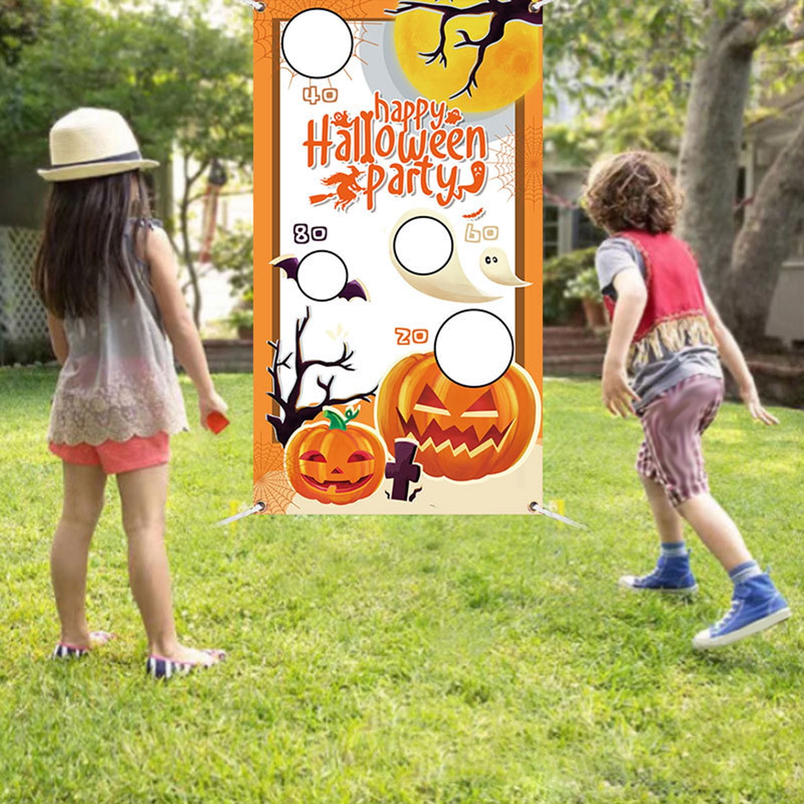 HEVIRGO Halloween Toss Game Banner with 3 Bean Bags Carnival Party
