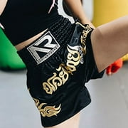 HEVIRGO High Elasticity Boxing Shorts, Anti-friction Breathable Muay Thai Cord Design Kickboxing Shorts for Unisex