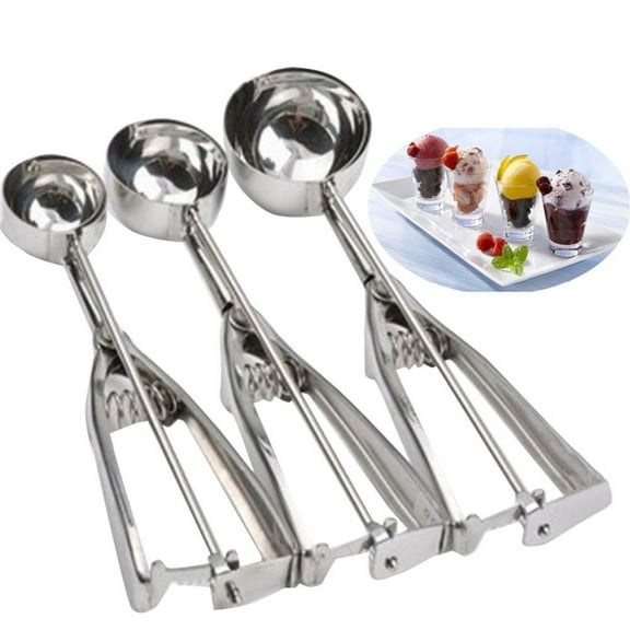 HEVIRGO Ice Cream Scoop Metal Cookie Dough Muffin Spoon Kitchen Spherical Mould Tool Stainless Steel