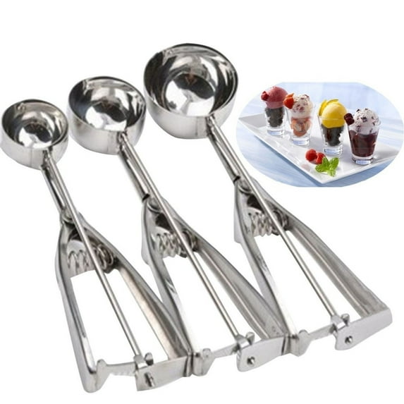 HEVIRGO Ice Cream Scoop Metal Cookie Dough Muffin Spoon Kitchen Spherical Mould Tool Stainless Steel
