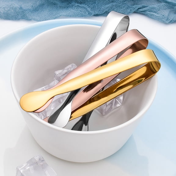 HEVIRGO Ice Tongs, 2Pcs Stainless Steel Ice Cube Sugar Tongs for Tea Party Coffee Bar Food Serving, Rose Gold