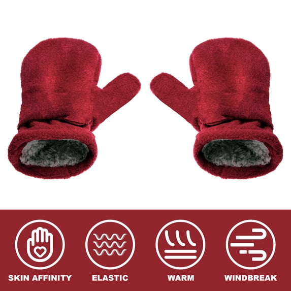 HEVIRGO Infant Gloves with Thick Fastener Tape, Autumn Winter Toddler Boys Girls Adjustable Plush Gloves for Outdoor