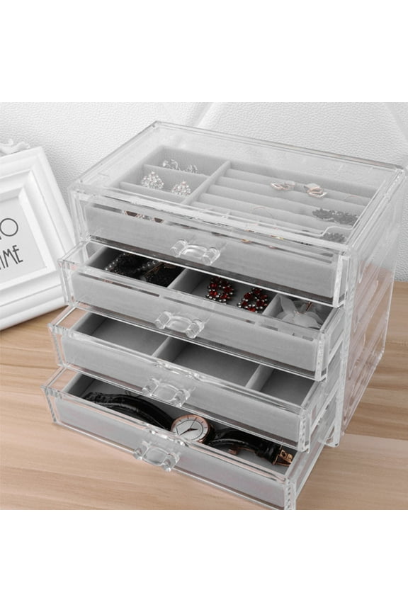 Jewelry Box Multi-Grids Classification Storage Flannel Necklace Rings Earrings Storage Case for Home