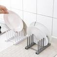 thumbnail image 1 of HEVIRGO Kitchen Dish Plate Pot Cover Drying Drain Holder Plastic Storage Rack Shelf, 1 of 8