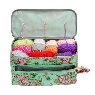 DOACT Knitting Bag Yarn Storage Knitting Tote Bag Wood Handle Yarn