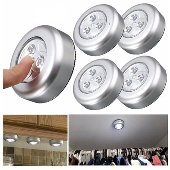 HEVIRGO LED Touch Lamp 2Pcs 3LEDs Wireless Mini Wall Night Touch Light Kitchen Cabinet Closet Car Lamp