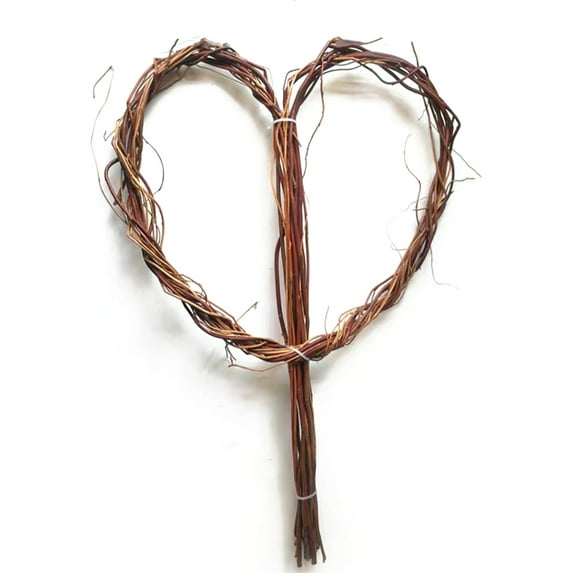 HEVIRGO Love Heart Shape Flower Wreath Frame, Flower Rod Natural Wicker Decorative Flower Wrapping Supply Ratten Bridal Bouquet Frame