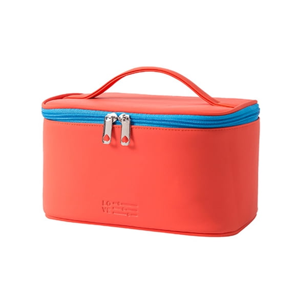 HEVIRGO Makeup Bag Waterproof Portable Large Cosmetic Bag Makeup Case Organizer for Women and for Vacation,Citrus Red
