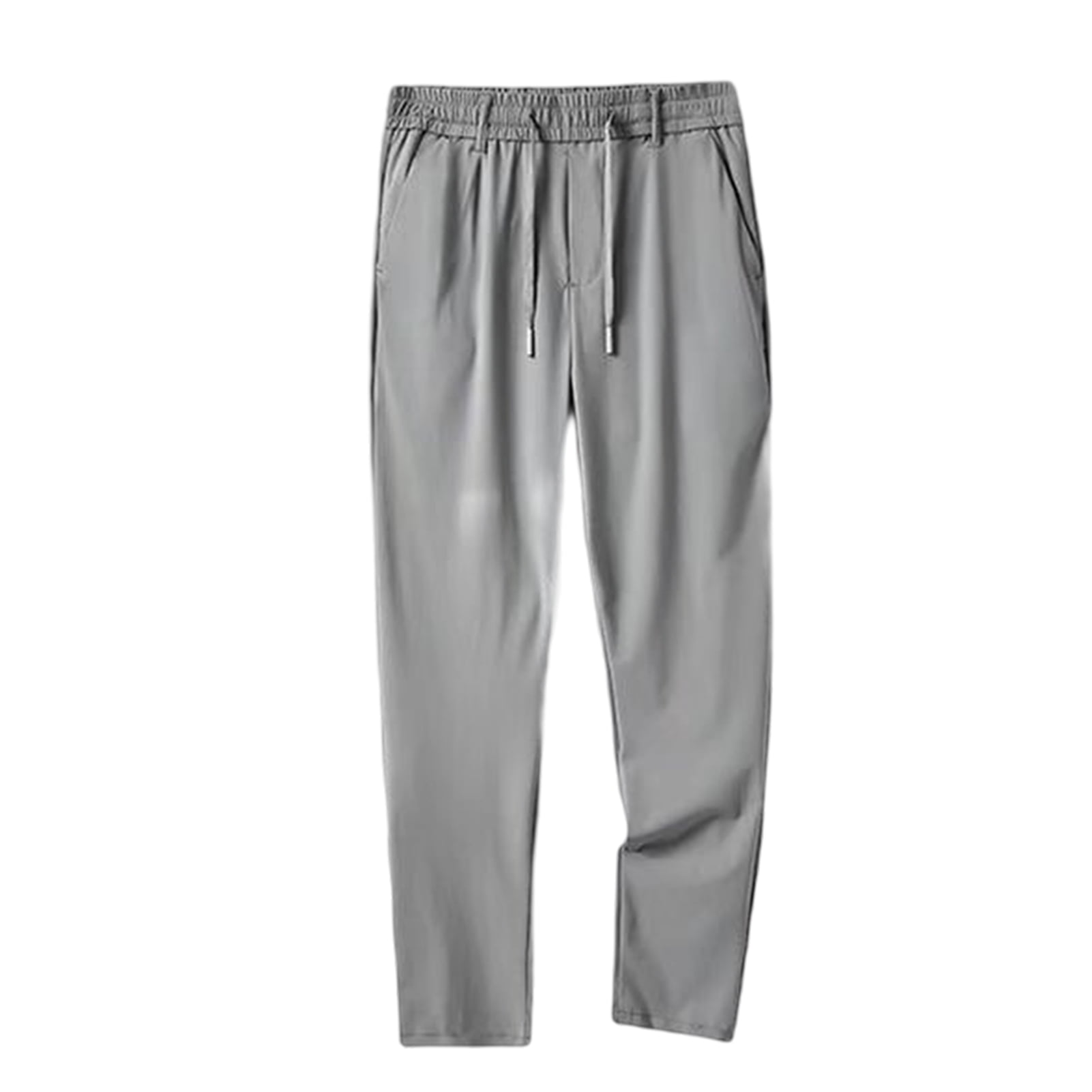 HEVIRGO Men Pants Solid Color Drawstring Summer Quick Dry Ice Silk