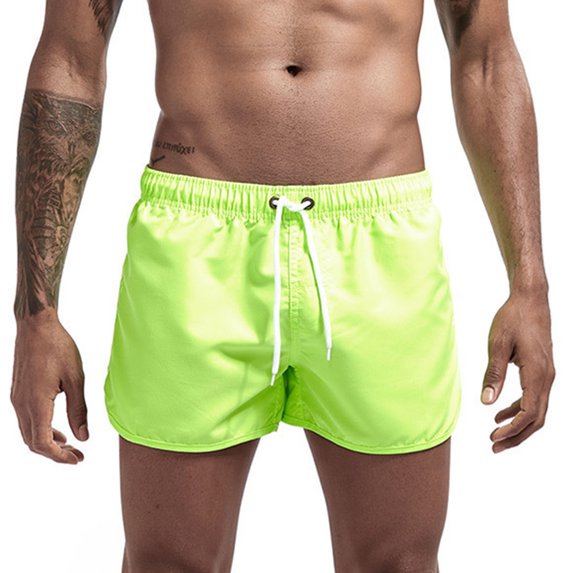 HEVIRGO Men Shorts Super Soft Wear Resistant Polyester Summer Beach Shorts Swim Trunks for Male,Green 3XL