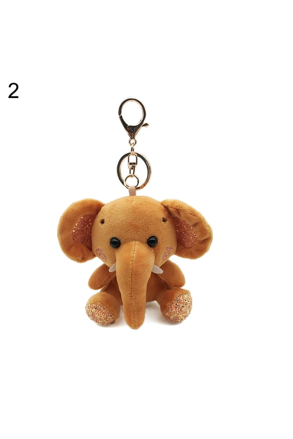 Mini Elephant Plush Stuffed Doll Pendant Keychain Key Chain Holder Bag Decor