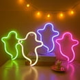 thumbnail image 1 of HEVIRGO Neon Light Ghost Shape Hanging Ornament LED Halloween Decorative Neon Sign for Party Blue, 1 of 10