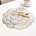 thumbnail image 1 of HEVIRGO PVC Placemat Wear-Resistant Dining Mat Heat Resistant Table Mat Waterproof Peony Shape Coaster for Home Kitchen Dining Room, 1 of 8