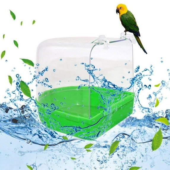 HEVIRGO Pet Bird Parrot Transparent Bathing Tub Bathtub Shower Box Hanging Cage Decor