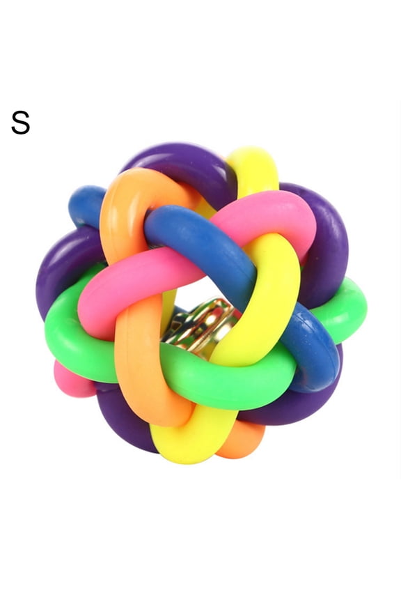 Pet Cats Kitten Rubber Bell Colorful Ball Scratch Training Chewing Play Toy Yellow