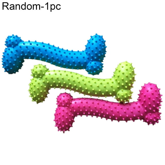 HEVIRGO Pet Dog Puppy Bone Shape TPR Tooth Cleaning Molar Bite Chewing Training Toy Multi-color TPR