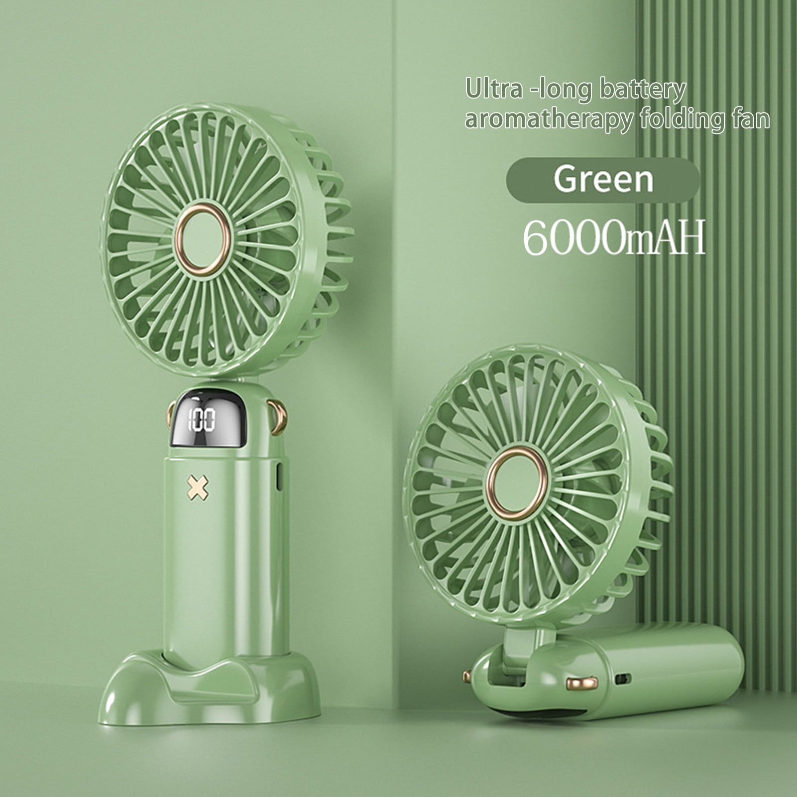 HEVIRGO Portable Handheld Cooling Fan with 5 Speed Levels, 6000mAh Mini Hanging Neck Fan, 90