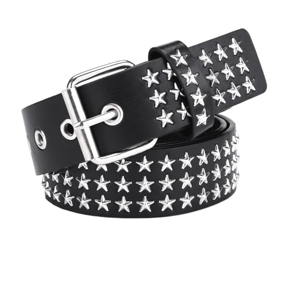 HEVIRGO Punk Rock Rivet Belt Studded Belt Grommet Threads Belt Square Rivets Pyramid Metal Inlays Adjustable Straps Imitation Leather Belt