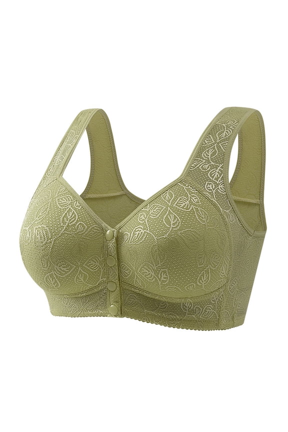 Push-Up Cotton Bra for Older Women Full Coverage Front Closure Bras Breathable Supportive Bra Padded Lifting Bras for Daily Wear