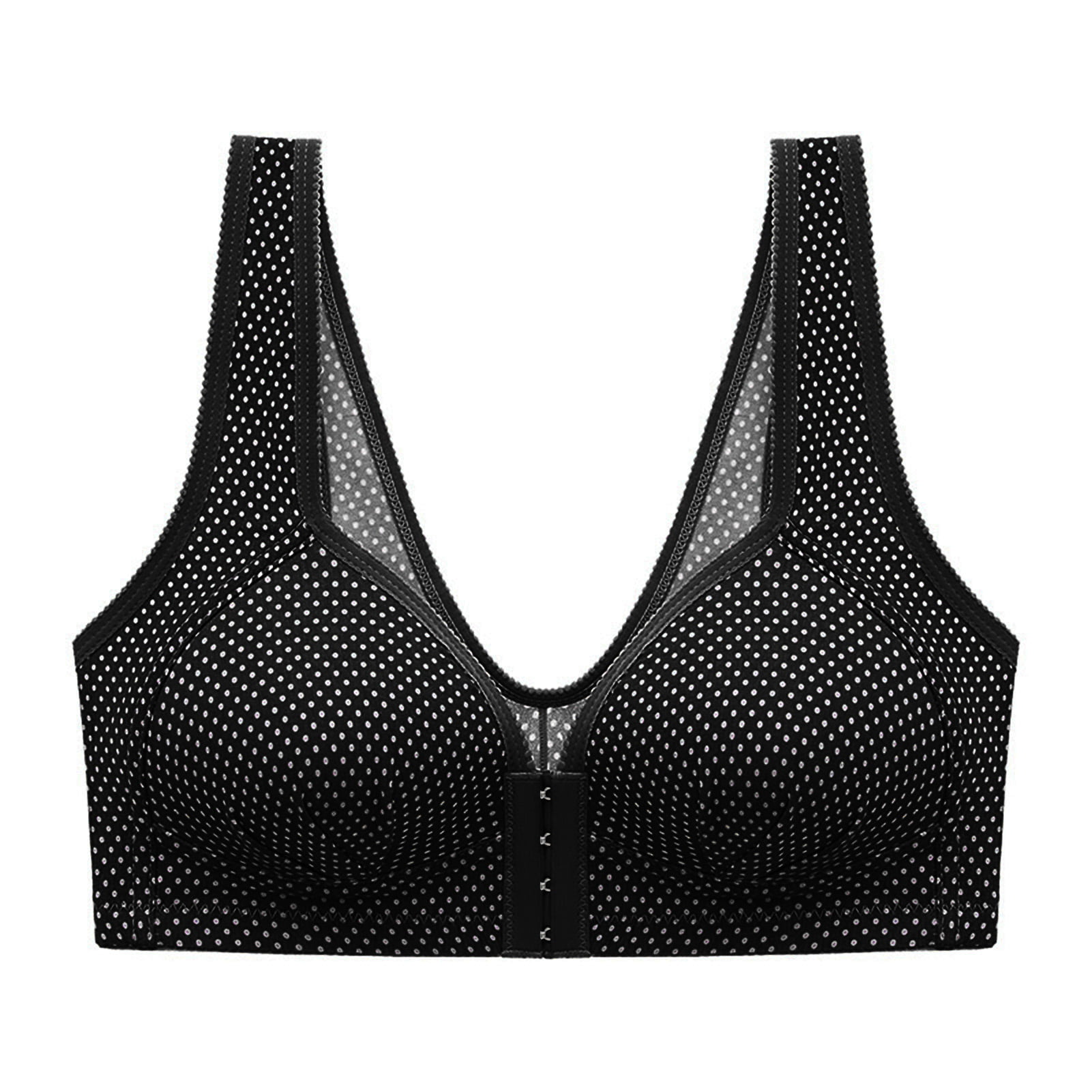 HEVIRGO Push Up Wide Shoulder Straps Women Bra Wireless Front Closure 3/4  Cup Bra for Daily Wear,Black S