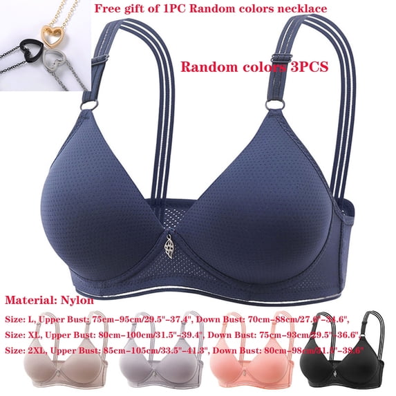 HEVIRGO Random colors 3PCS Women Bra Push Up Thin Padded No Steel Ring Adjustable Shoulder Strap Deep V Neck Breathable Breast Support