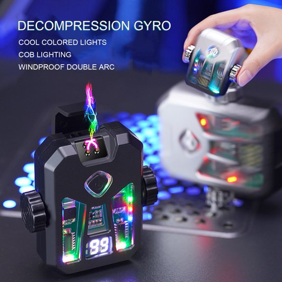 HEVIRGO Rechargeable Arc-Pulse Igniter, Portable Windproof Electric Flameless BBQ Igniter Lighter, Fidget Toy Fingertip Gyroscope