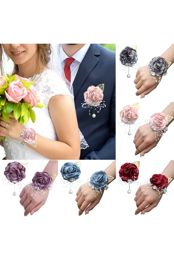 Rose Wrist Corsage Boutonniere Fine Workmanship Rhinestone Corsage Elegant Wedding Flower Accessories