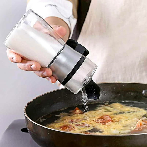 HEVIRGO Salt Control Bottle, Salt Control Bottle Transparent Moisture Proof with Lid Pepper Shakers Bottles for Kitchen, Transparent