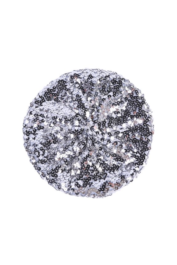 Sequin Beret for Women Sparkling Stage Effect No Brim Flat Top Parties Performances Headwear Lady Cap