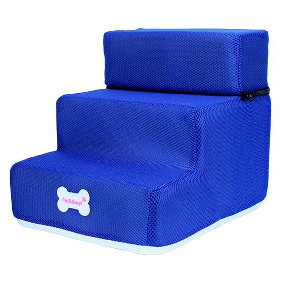 HEVIRGO Small Dog Cats Pet Foldable 3 Steps Stair, Removable Non-slip Ramp Climbing Detachable Bed Ladder, Pet Storage Stepper for High Beds Sofa