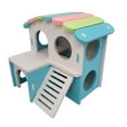 thumbnail image 1 of HEVIRGO Small Pets House DIY Installation Double Layers Breathable Hamster Golden Bear Rat Hideout House Pet Supplies Blue Plastic, 1 of 8