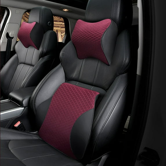 HEVIRGO Space Memory Foam Car Lumbar Support Auto Neck Pillow Headrest Head Restraint Memory Foam